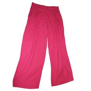 Abercrombie & Fitch Pink Linen Cotton Blend Wide Leg High Rise Pants Small